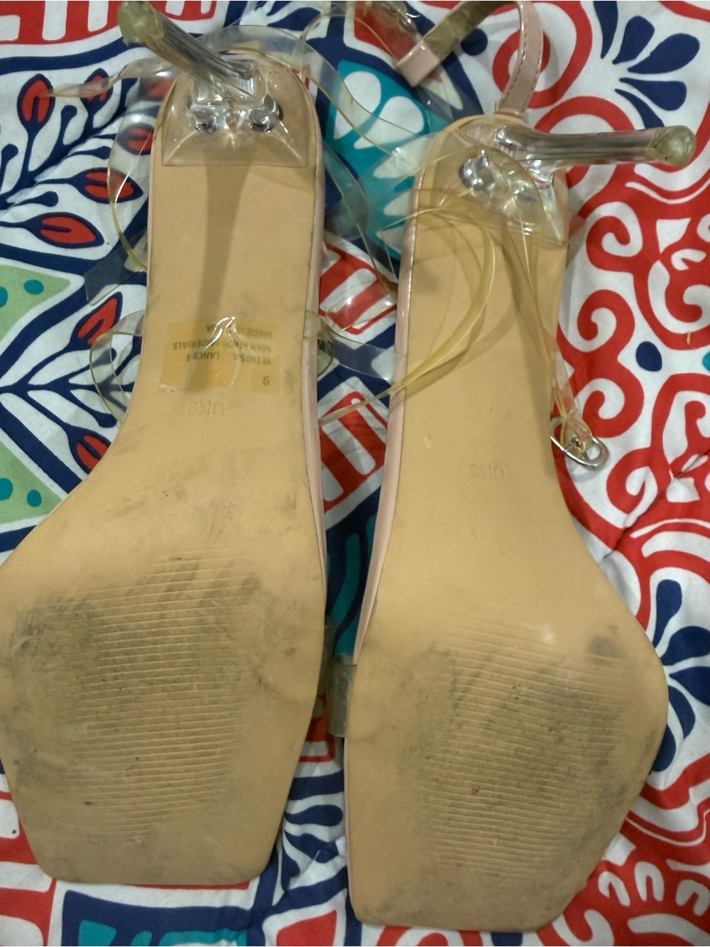 Clear-Strap Square Toe Sandals in Blush - Picture 2 of 3